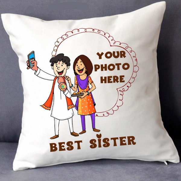 GRABADEAL Personalized Best Sister Cushions Gift for Raksha Bandhan